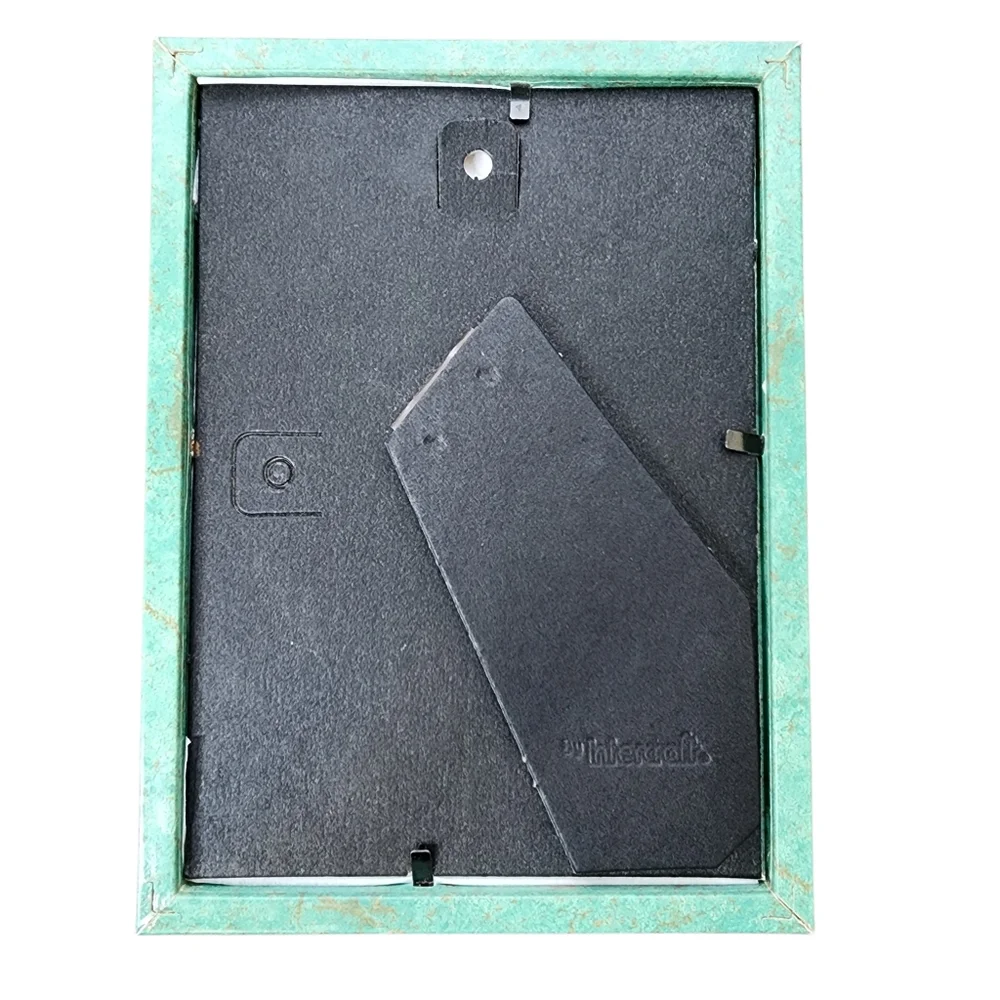 Frame photo green brown decorative glass front black back hang or stand
